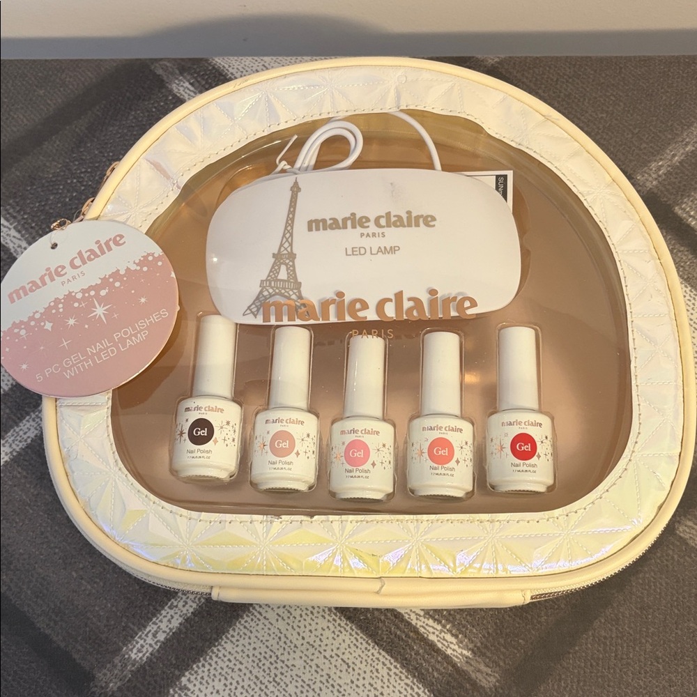 Marie Claire Gel Nail Polish Set 5 Shades + LED Lamp New, Sealed